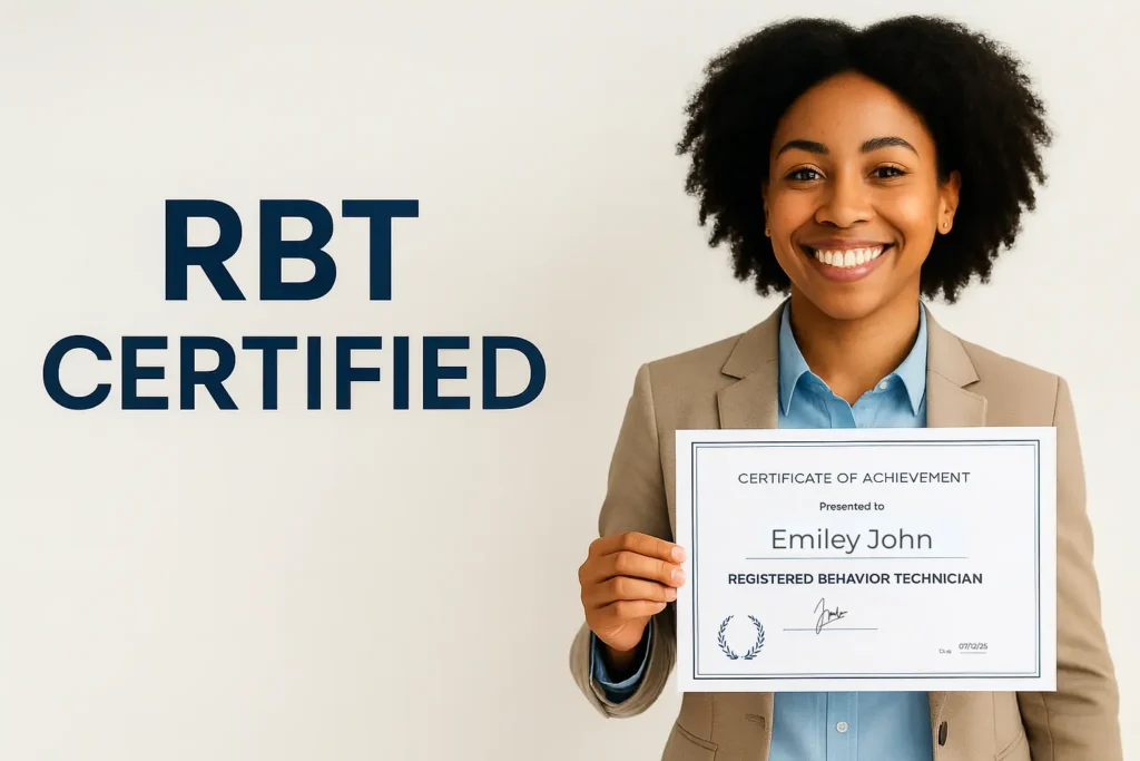 Black women feeling blessed holding her rbt certificate